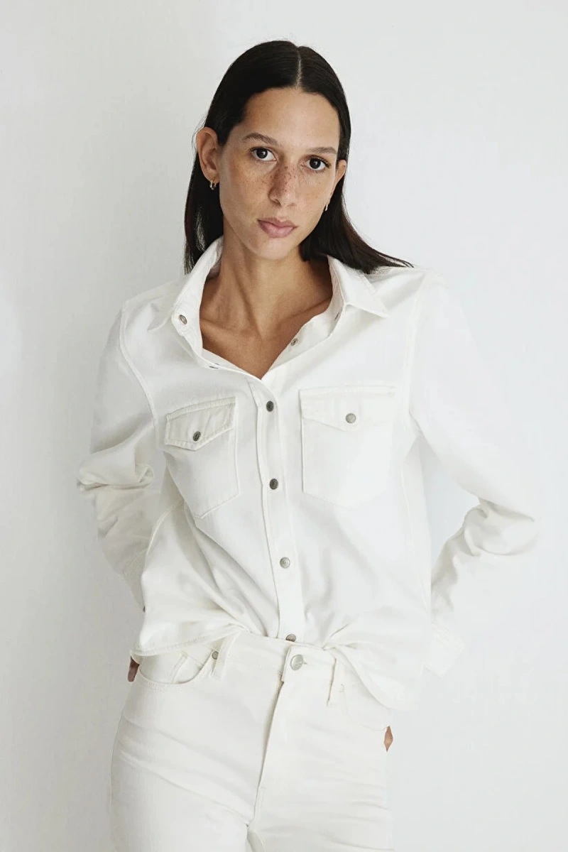 Mavi 1210662 Merida Kadin Kot Gomlek - Ekru