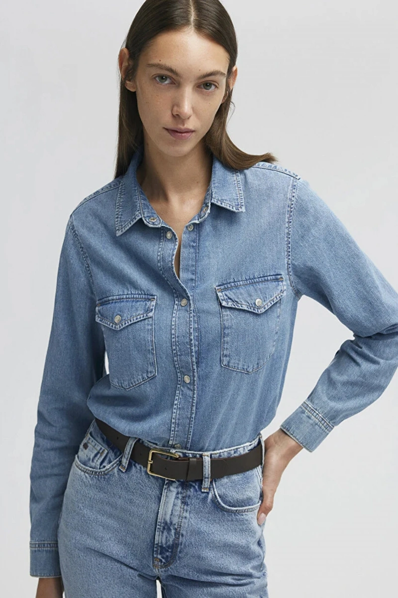 Mavi 1210662 Merida Kadin Kot Gomlek - Mavi