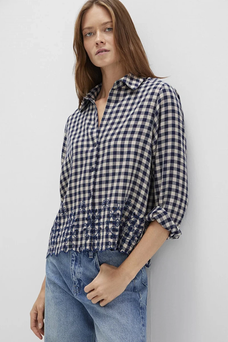 Mavi 1211298 Kadin Gomlek - Lacivert Bej