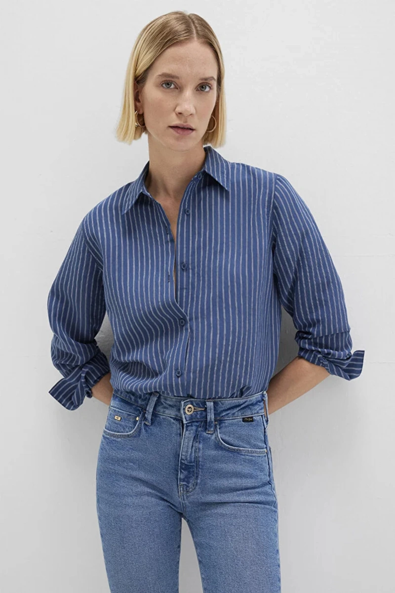 Mavi 1211374 Kadin Gomlek - Lacivert Cizgili