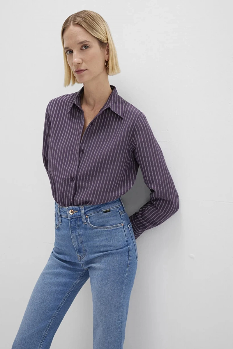 Mavi 1211374 Kadin Gomlek - Mor Cizgili