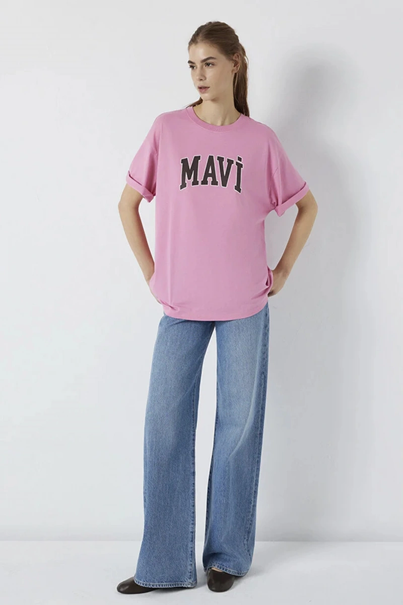 Mavi 1600843 0 Yaka Kadin Tshirt - Fusya