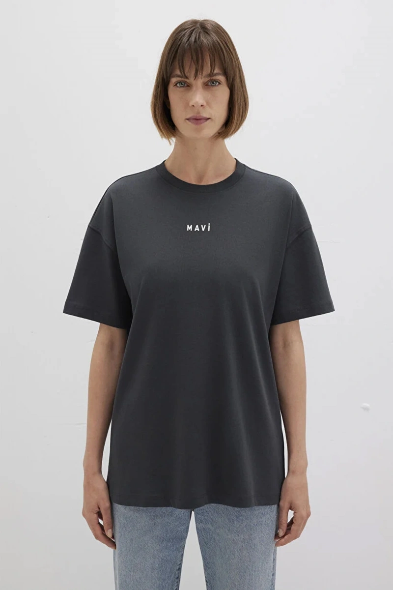 Mavi 1612518 0 Yaka Kadin Tshirt - Siyah