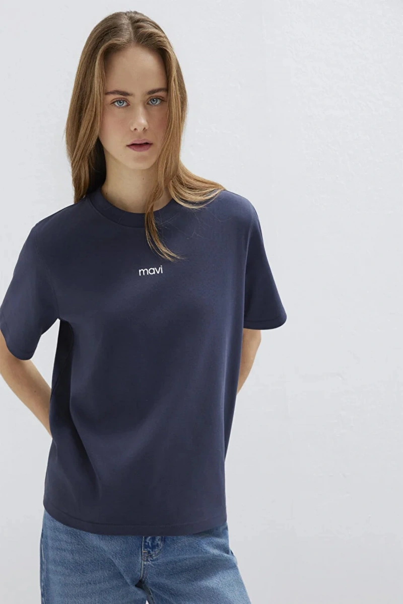 Mavi 1612829 0 Yaka Kadin Tshirt - Lacivert