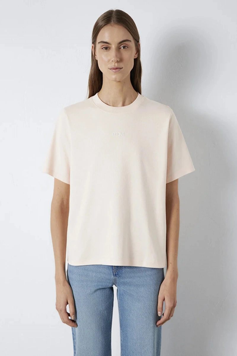 Mavi 1612829 0 Yaka Kadin Tshirt - Yavru Agzi