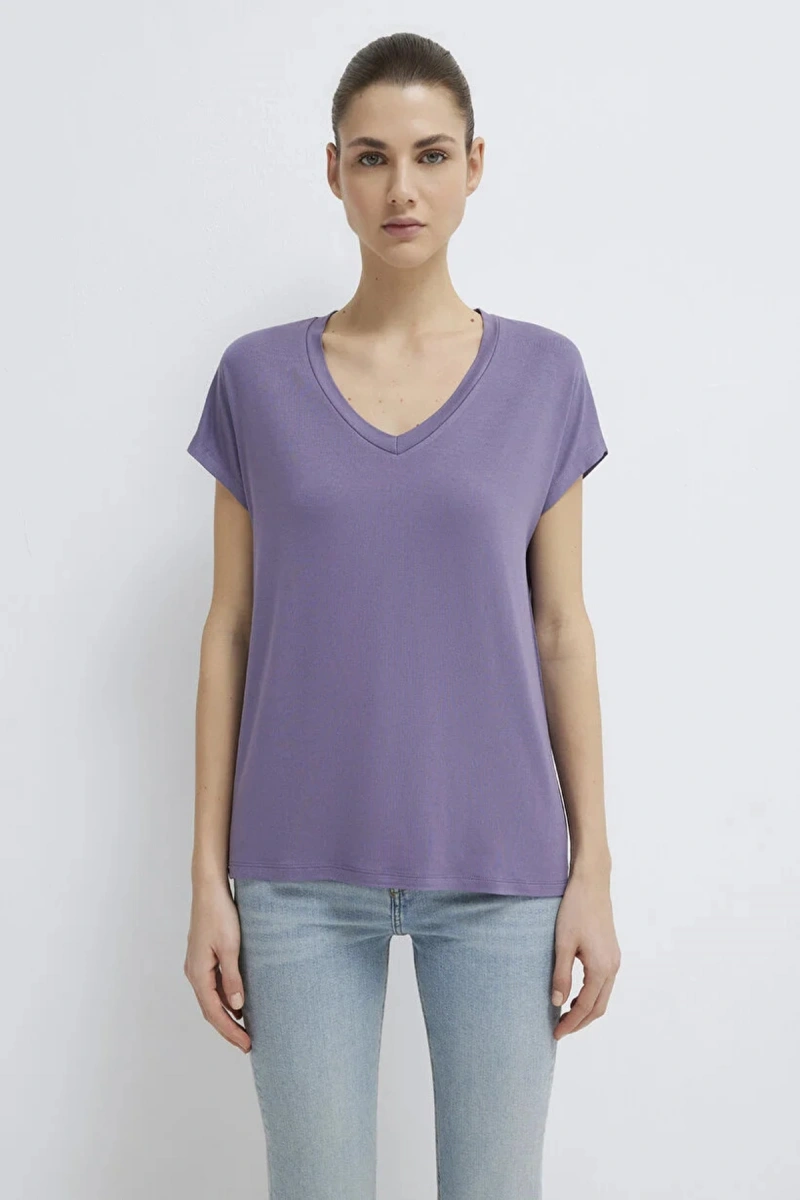 Mavi 167714 V Yaka Kadin Body - Lila