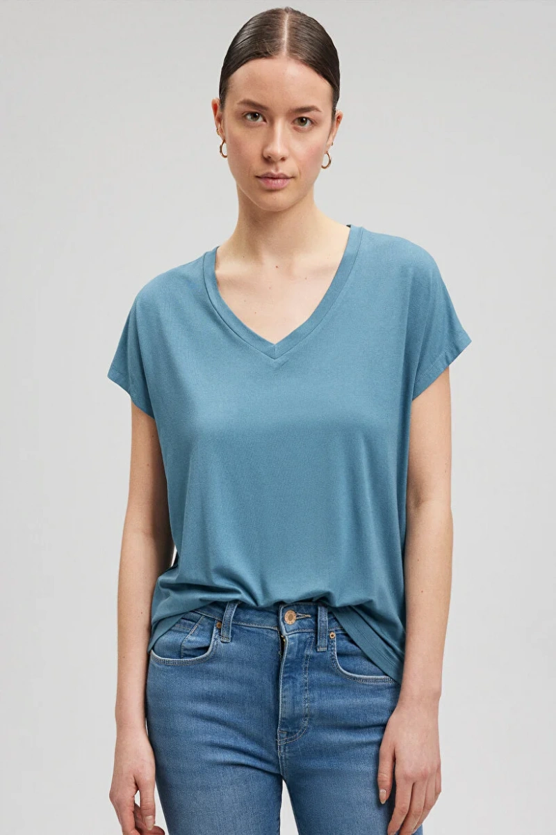 Mavi 167714 V Yaka Kadın Body - Petrol