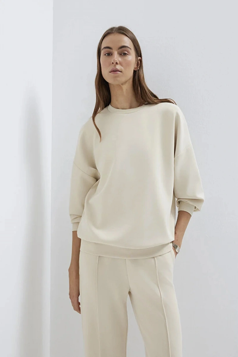 Mavi 168837 0 Yaka Kadin Sweat - Bej