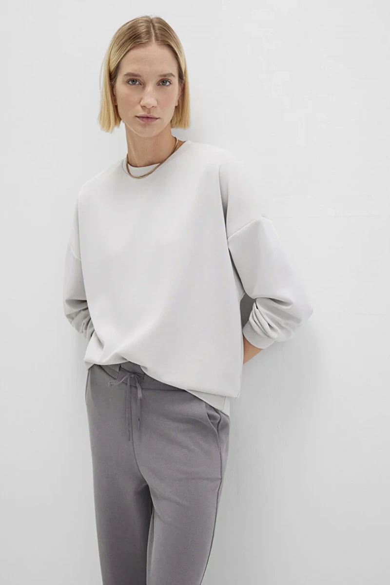 Mavi 168837 0 Yaka Kadin Sweat - Gri