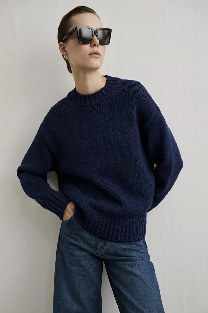 Mavi 1710516 0 Yaka Kadin Triko - Lacivert