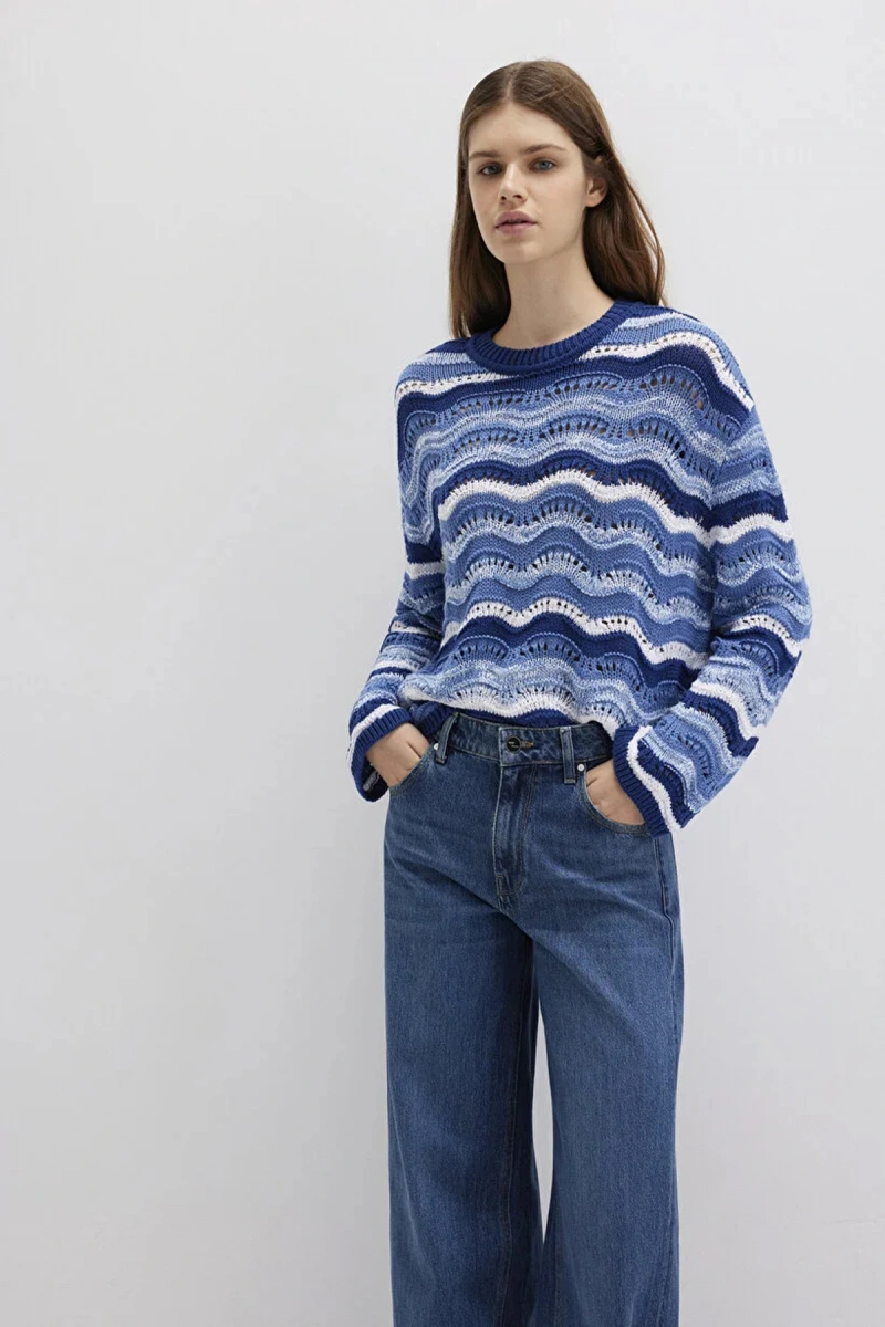 Mavi 1710639 0 Yaka Kadin Triko - Lacivert