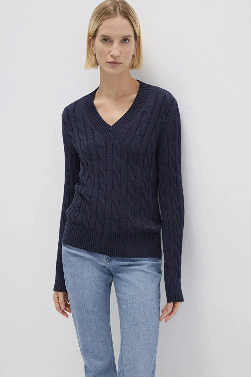 Mavi 1710720 V Yaka Kadin Triko - Lacivert