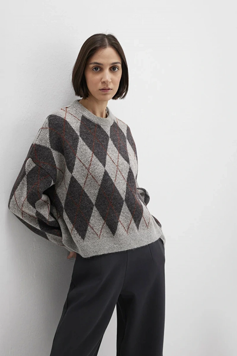 Mavi 1710800 0 Yaka Kadin Triko - Gri Fume