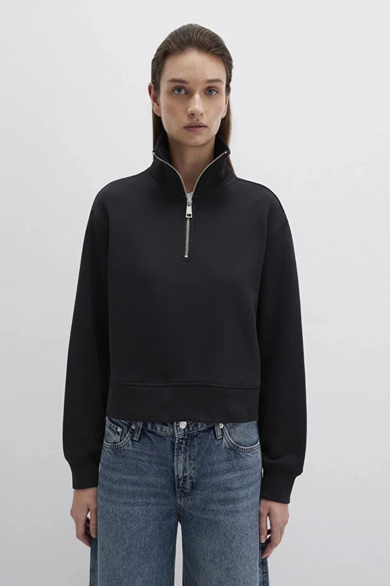 Mavi 1s10391 Yarim Fermuarli Kadin Sweat - Siyah