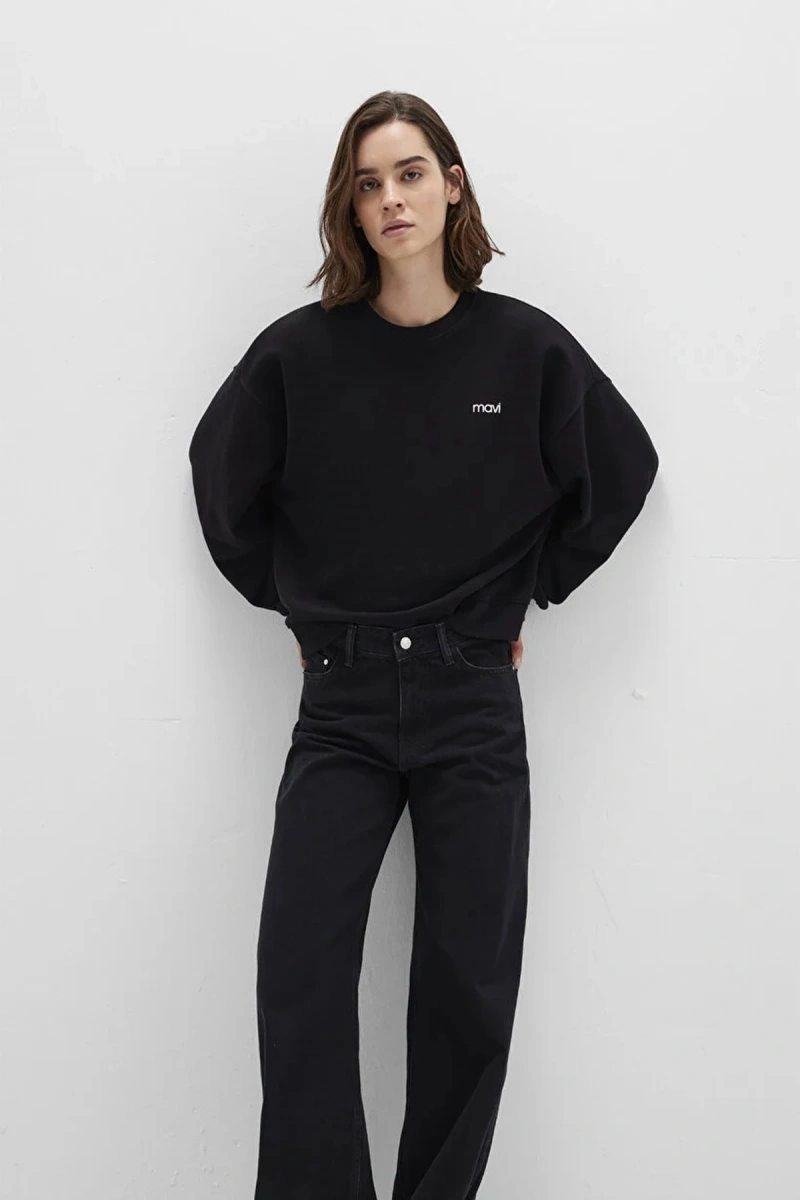 Mavi 1s10490 0 Yaka Kadin Sweat - Siyah