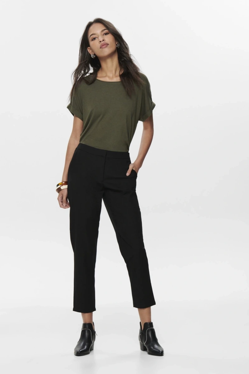 Only 15106662 Genis Yaka Kol Katlamali Kadın Body - Acik Haki