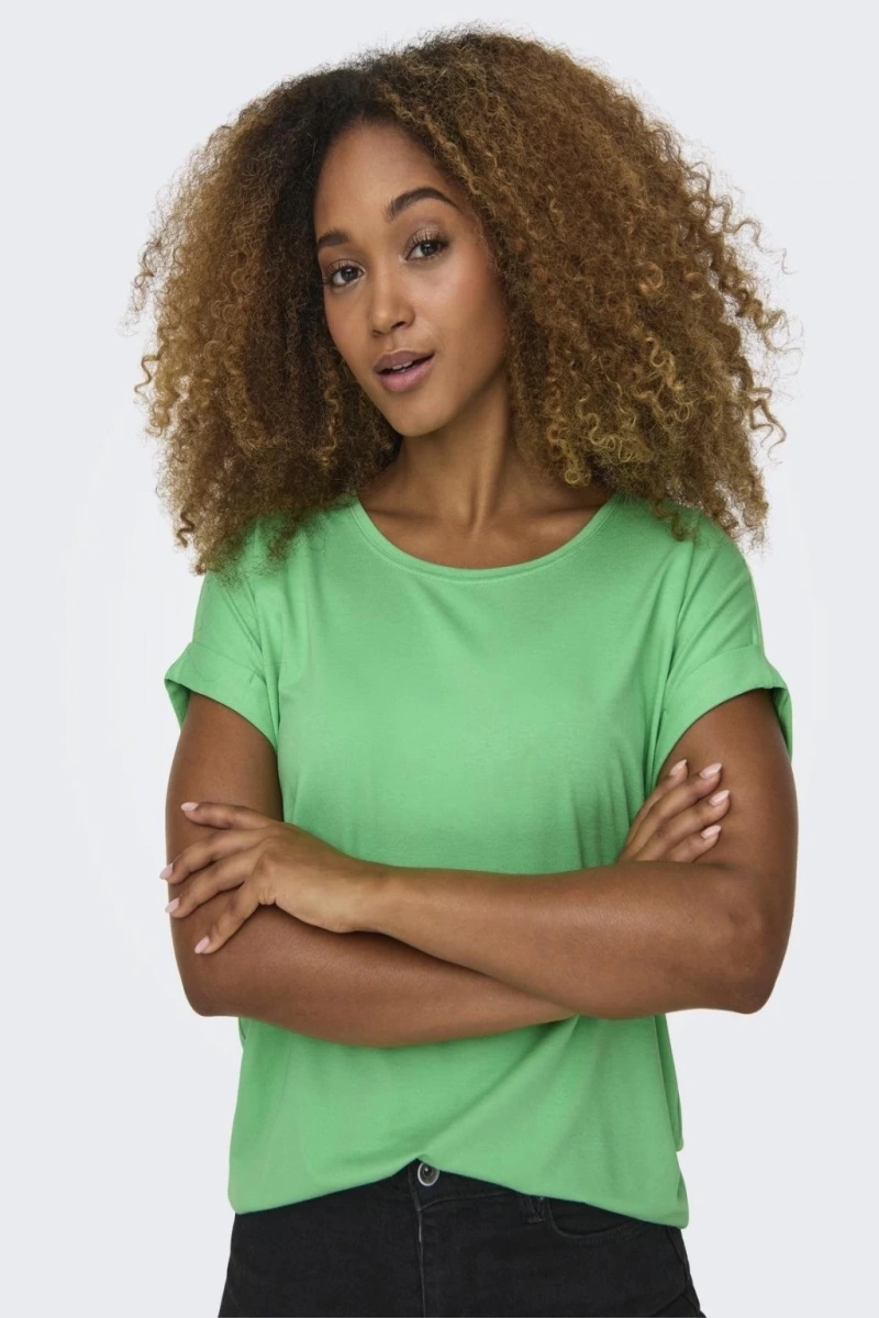 Only 15106662 Genis Yaka Kol Katlamali Kadin Body - Fosforlu Yesil