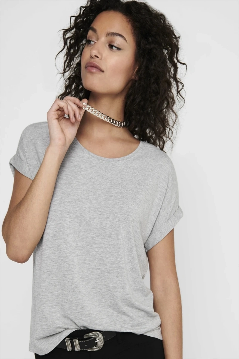 Only 15106662 Genis Yaka Kol Katlamali Kadın Body - Gri