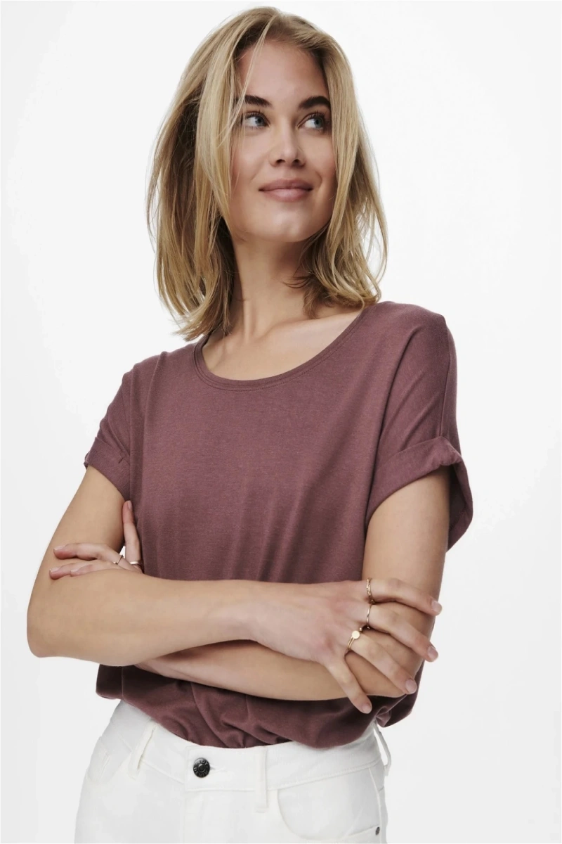 Only 15106662 Genis Yaka Kol Katlamali Kadın Body - Gul Kurusu