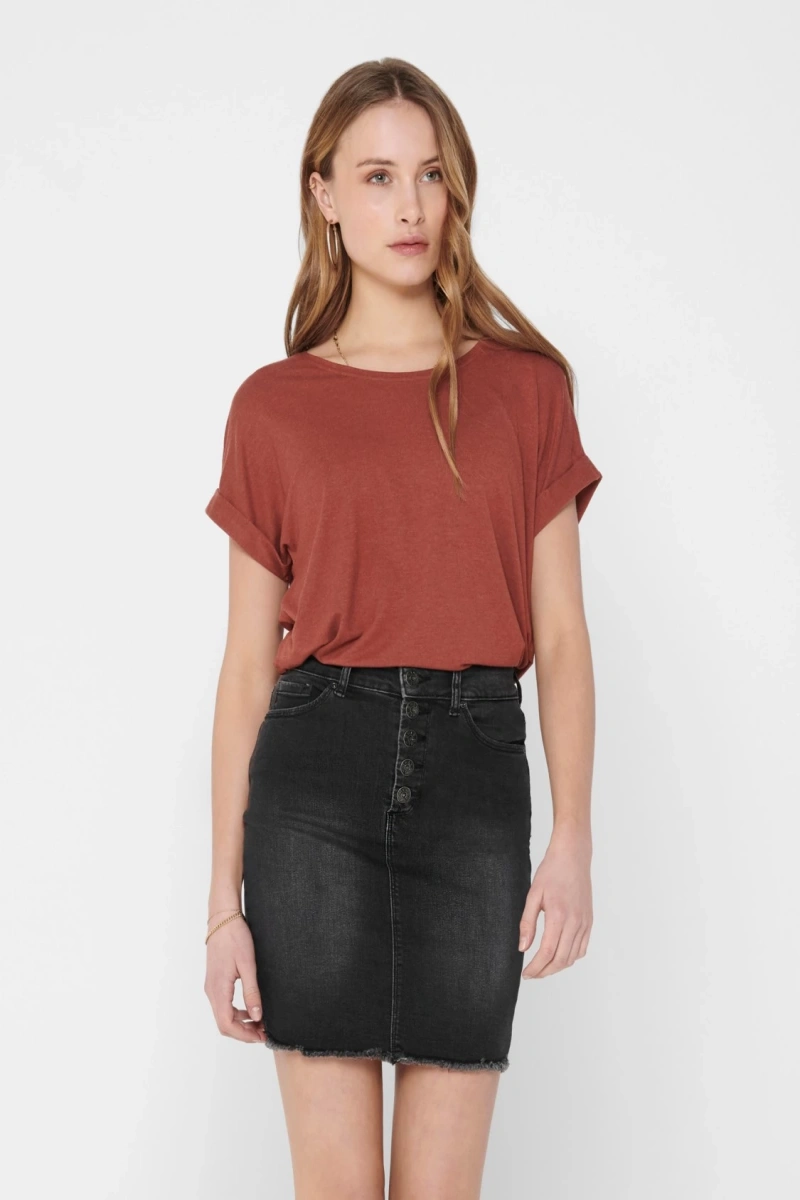 Only 15106662 Genis Yaka Kol Katlamali Kadın Body - Kahverengi