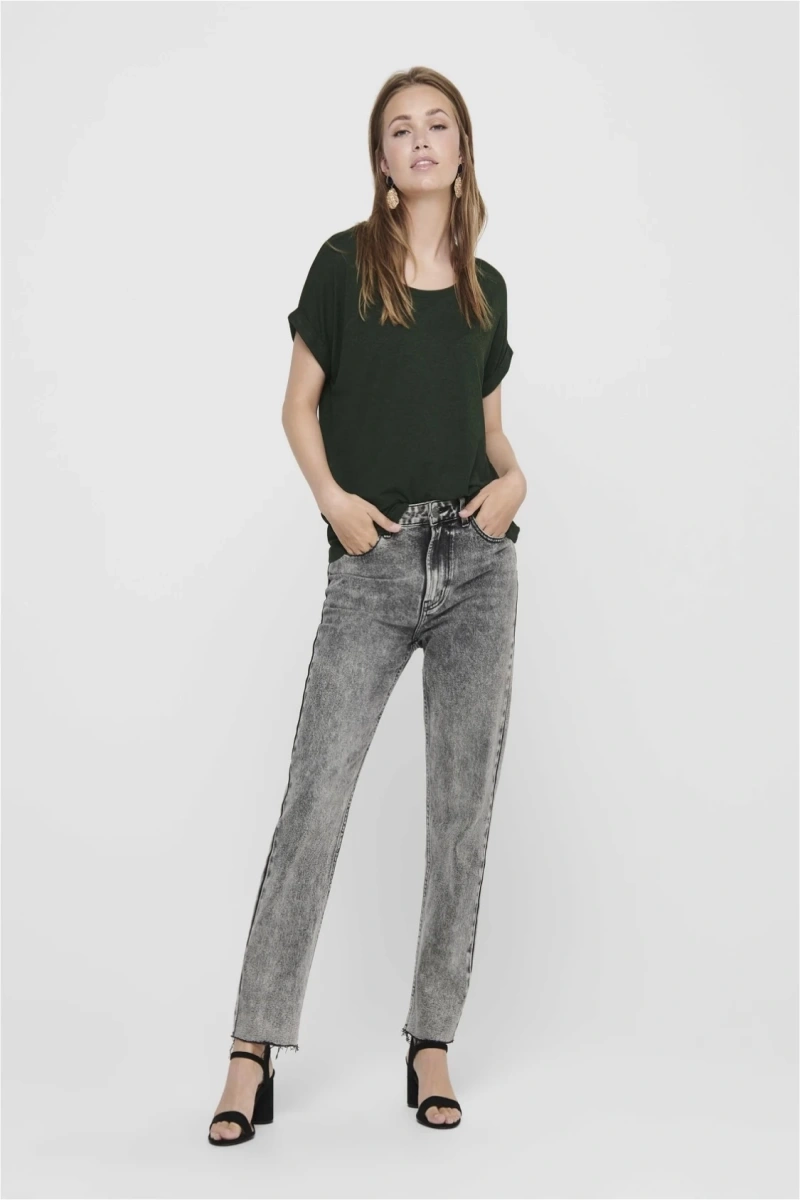 Only 15106662 Genis Yaka Kol Katlamali Kadın Body - Koyu Haki