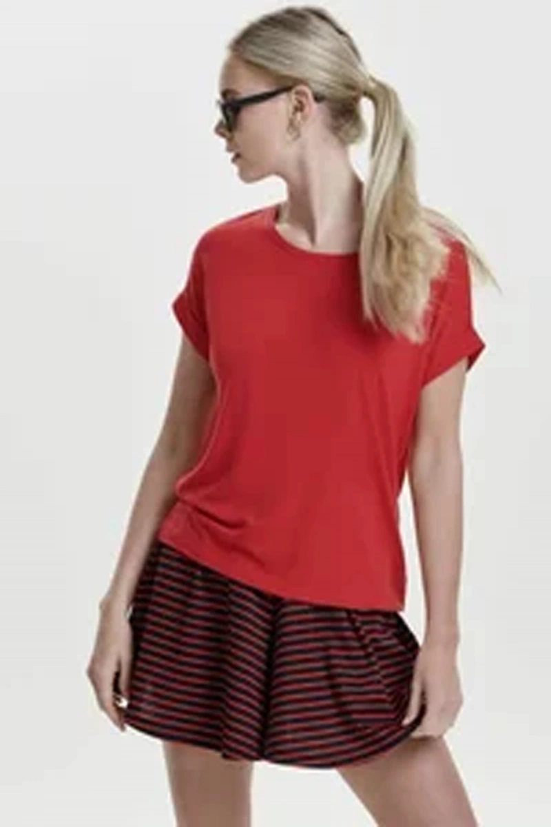 Only 15106662 Genis Yaka Kol Katlamali Kadin Body - Koyu Kirmizi