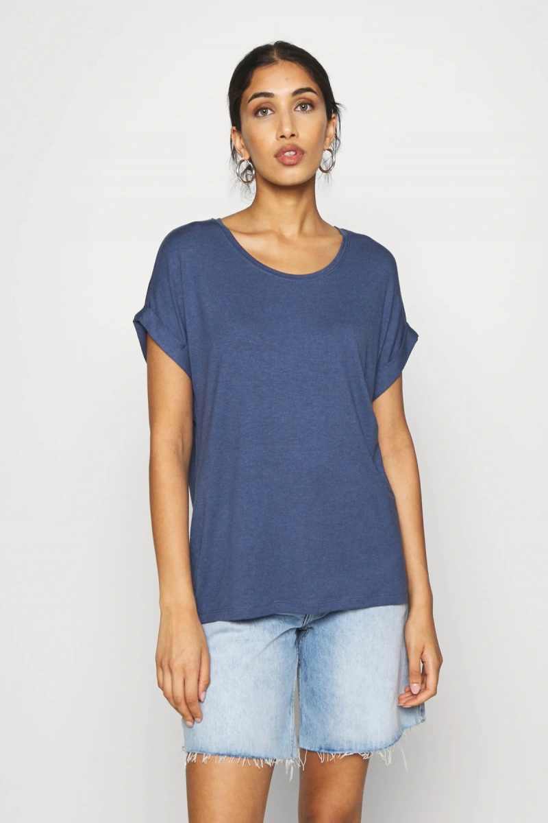 Only 15106662 Genis Yaka Kol Katlamali Kadin Body - Koyu Mavi