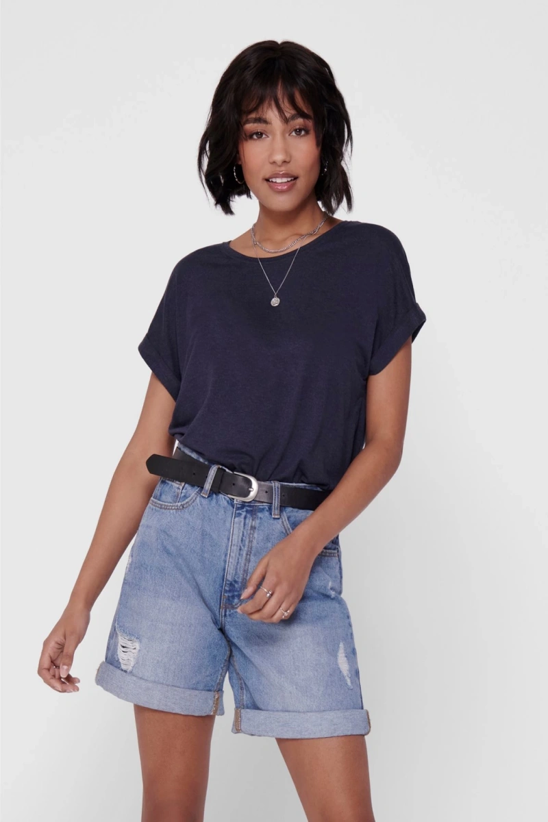 Only 15106662 Genis Yaka Kol Katlamali Kadın Body - Lacivert