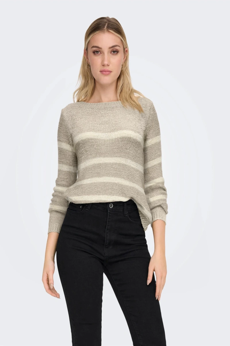 Only 15113356 0 Yaka Kadin Triko - Kahverengi