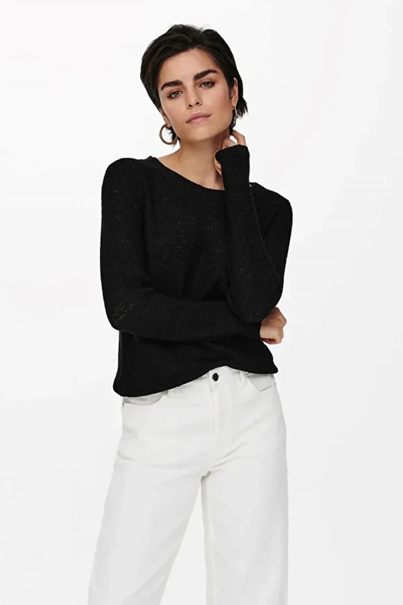 Only 15113356 0 Yaka Kadin Triko - Siyah