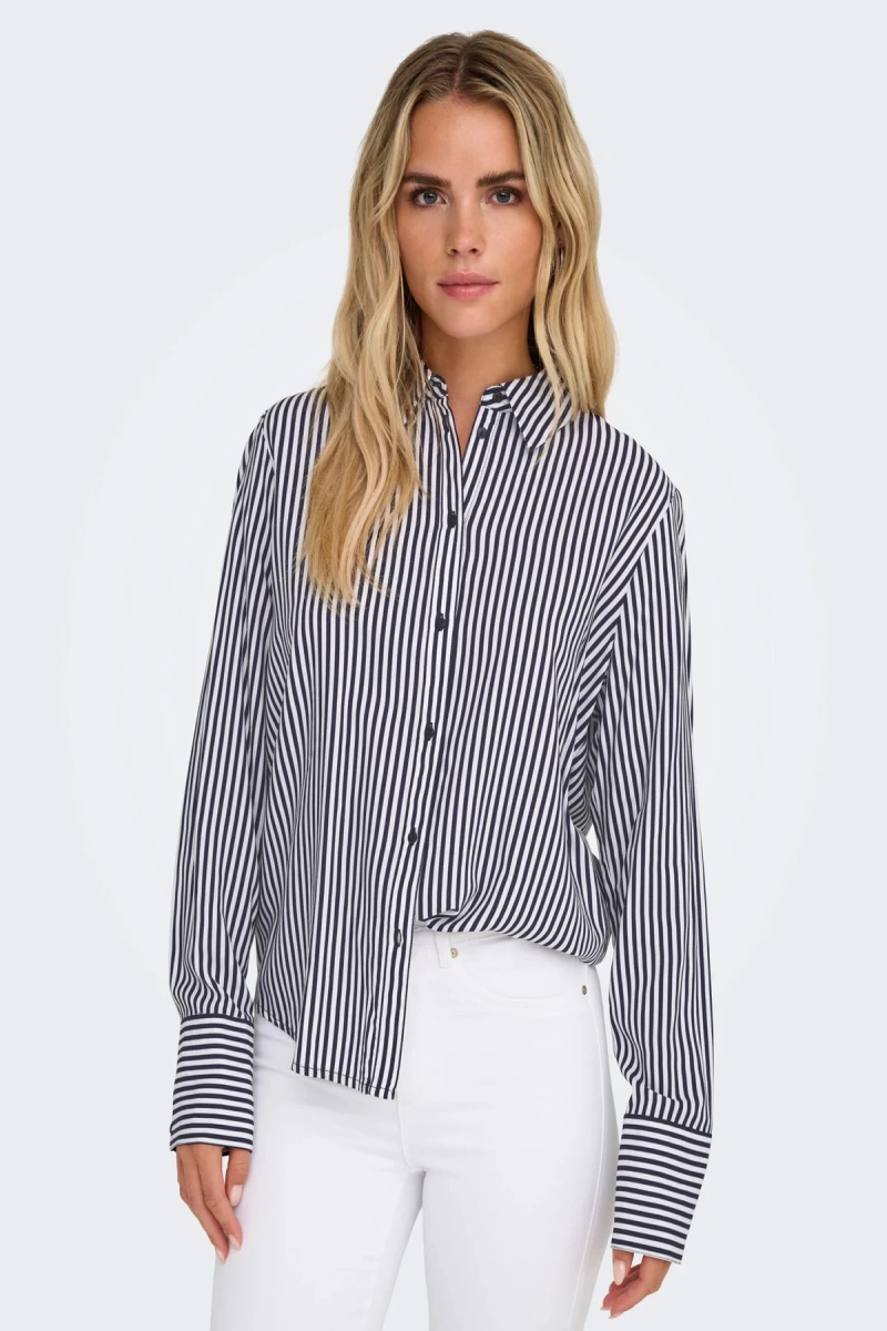 Only 15320243 Kadin Gomlek - Lacivert Cizgili
