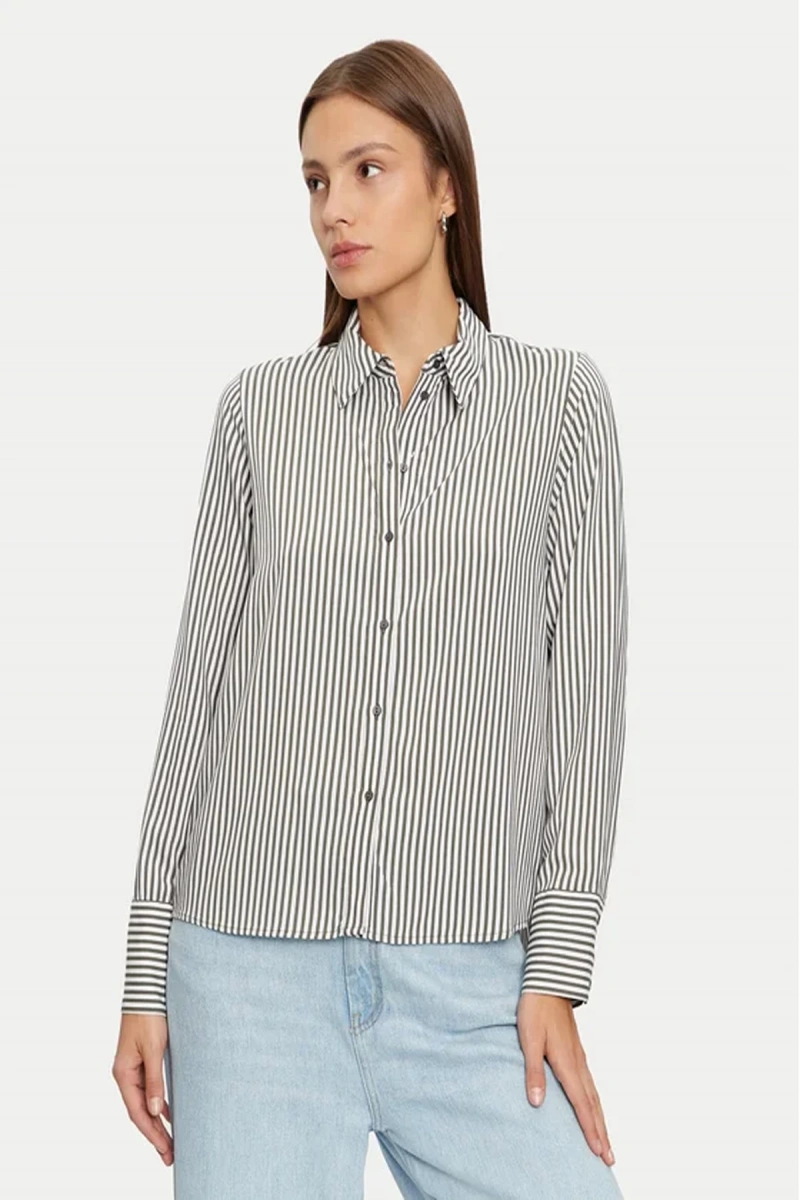 Only 15320243 Kadin Gomlek - Yesil Cizgili