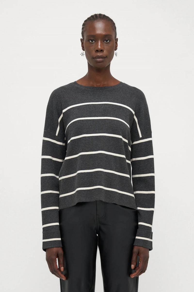 Only 15350243 Cizgili Kadin Sweat - Antrasit Cizgili