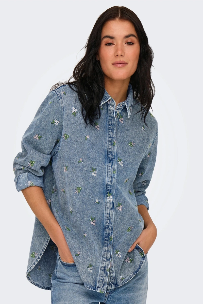 Only 15351977 Kadin Kot Gomlek - Mavi