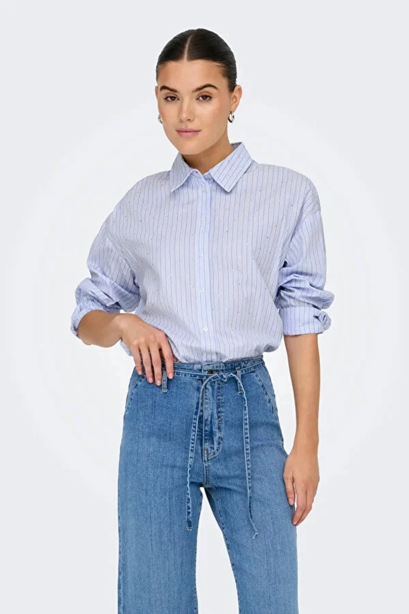Only 15352703 Kadin Gomlek - Mavi Cizgili