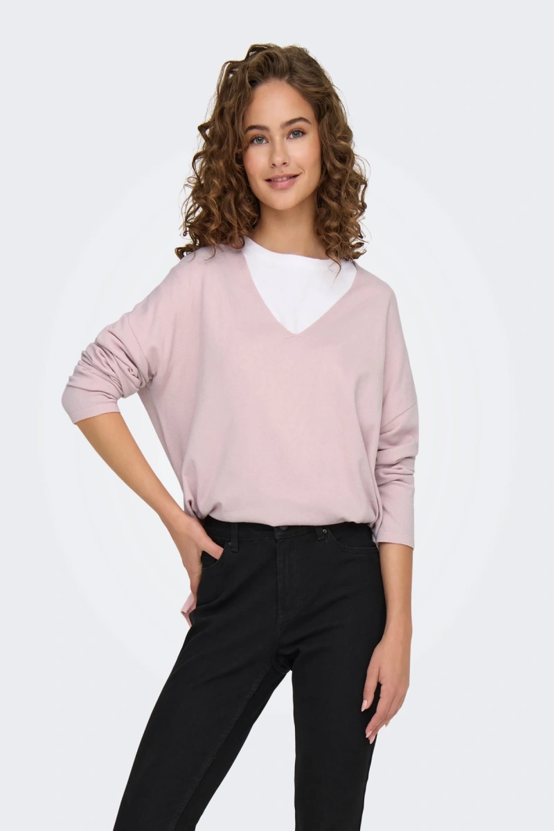 Only 15354092 V Yaka Kadin Triko - Pembe
