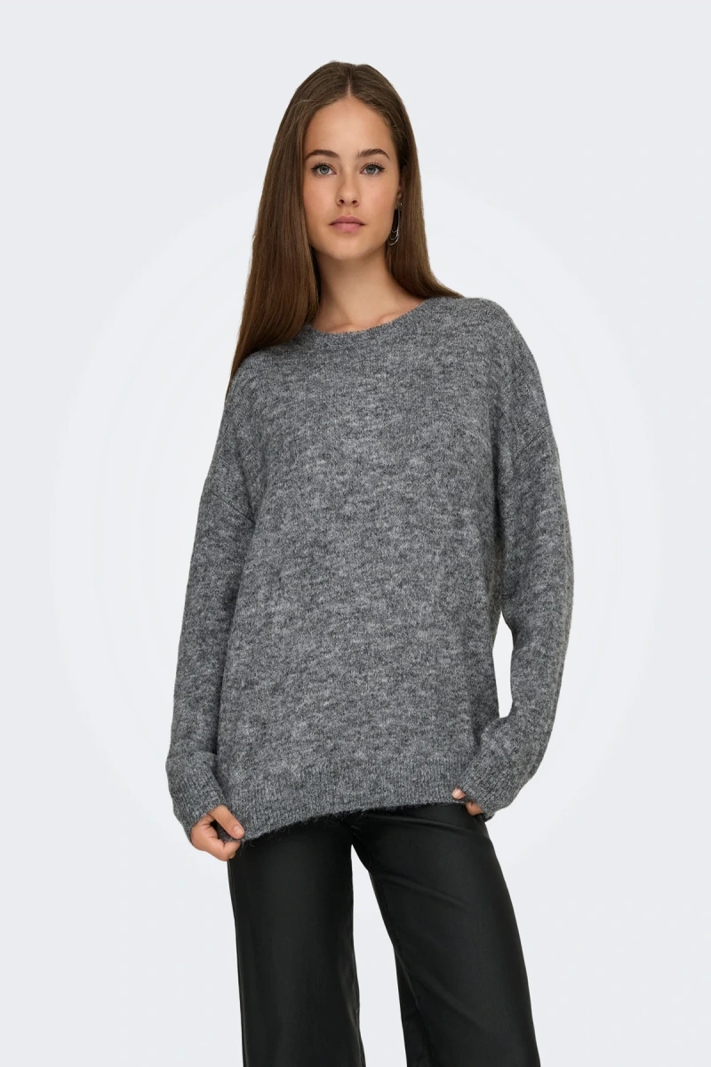 Only 15361348 0 Yaka Kadin Triko - Gri