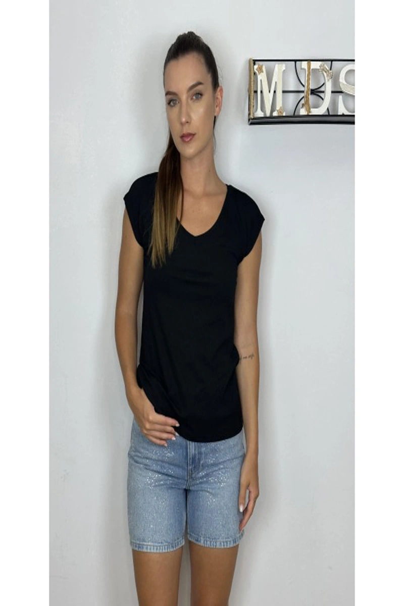 Only 15367570 Genis Yaka Kadin Body - Siyah