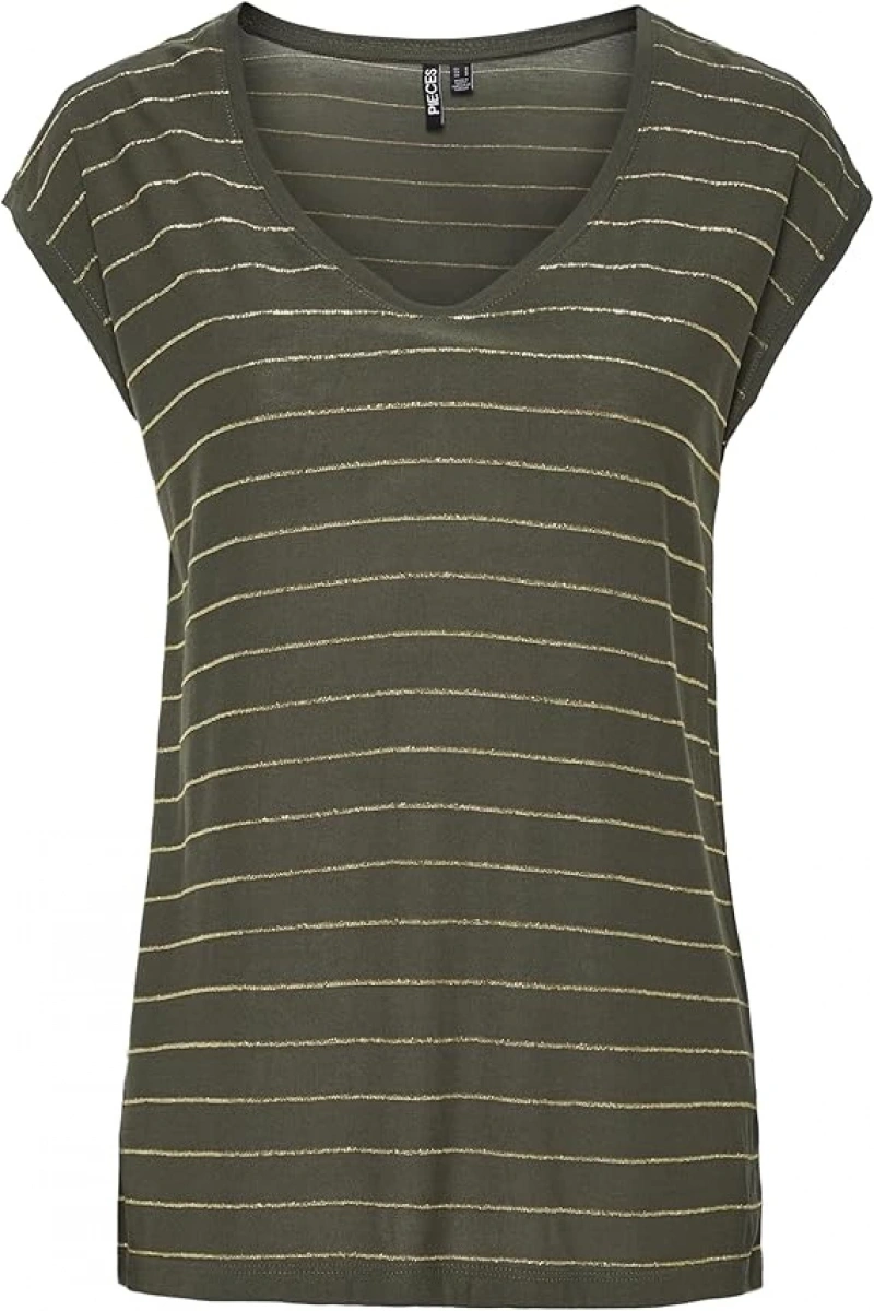 Only Pieces 17078572 Genis Yaka Kolsuz Kadin Body - Haki