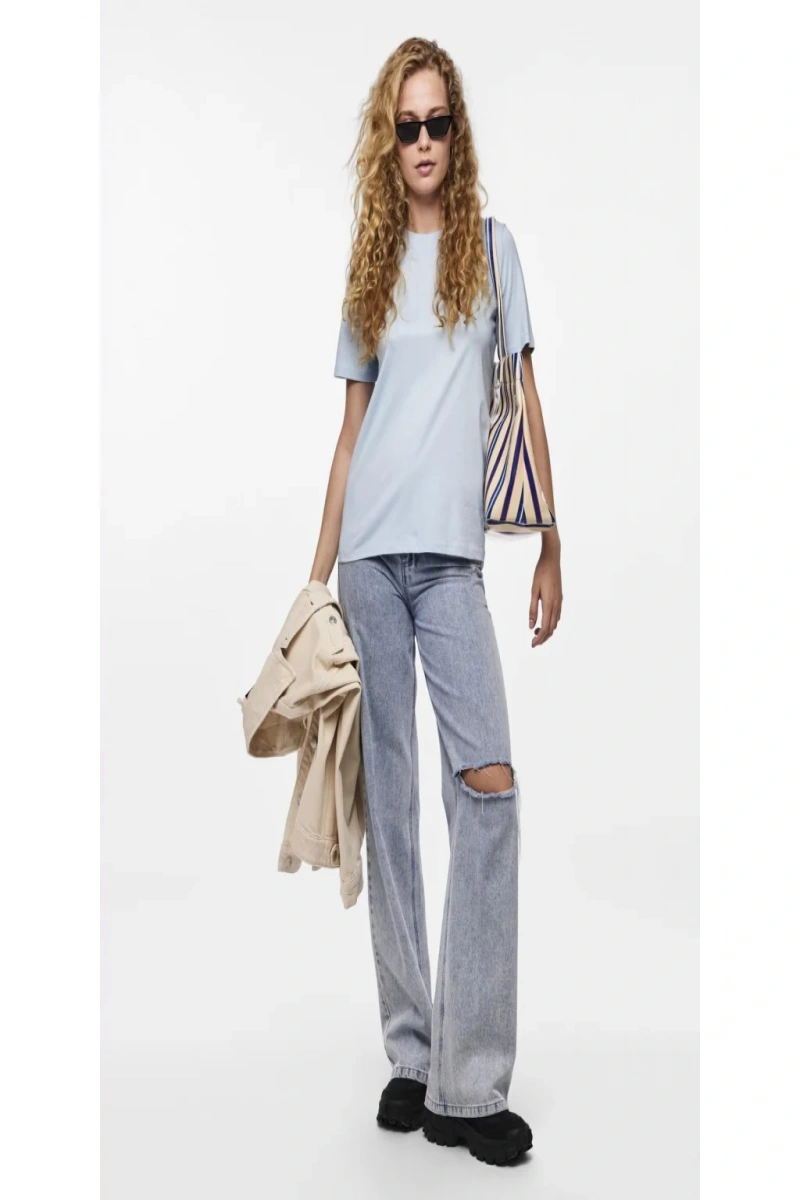 Only Pieces 17140802 0 Yaka Kadin Body - Acik Mavi