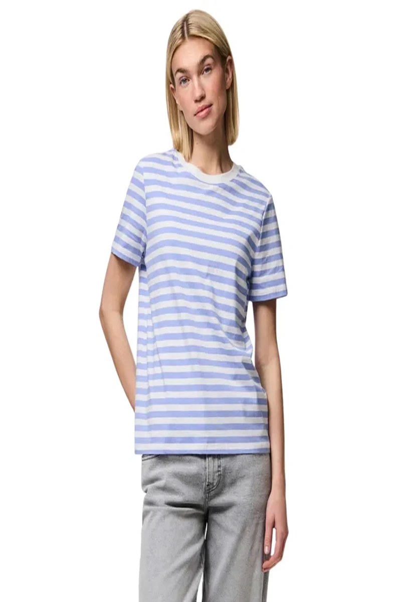 Only Pieces 17140802 0 Yaka Kadin Body - Mavi Cizgili