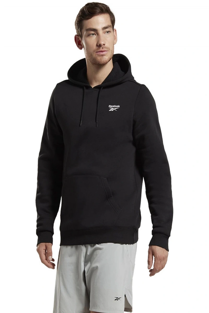 Reebok Ri Left Chest Logo Kapsonlu Fermuarli Erkek Sweat - Siyah