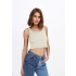 Only 15231168 Genis Yaka Fitilli Kumas Bayan Body - Krem