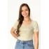 Only 15263806 Genis Yaka Fitilli Kumas 4 Dugme Bayan Body - Krem
