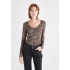 Only 15361325 Genis Yaka Leopar Desenli Kadin Body - Leopar