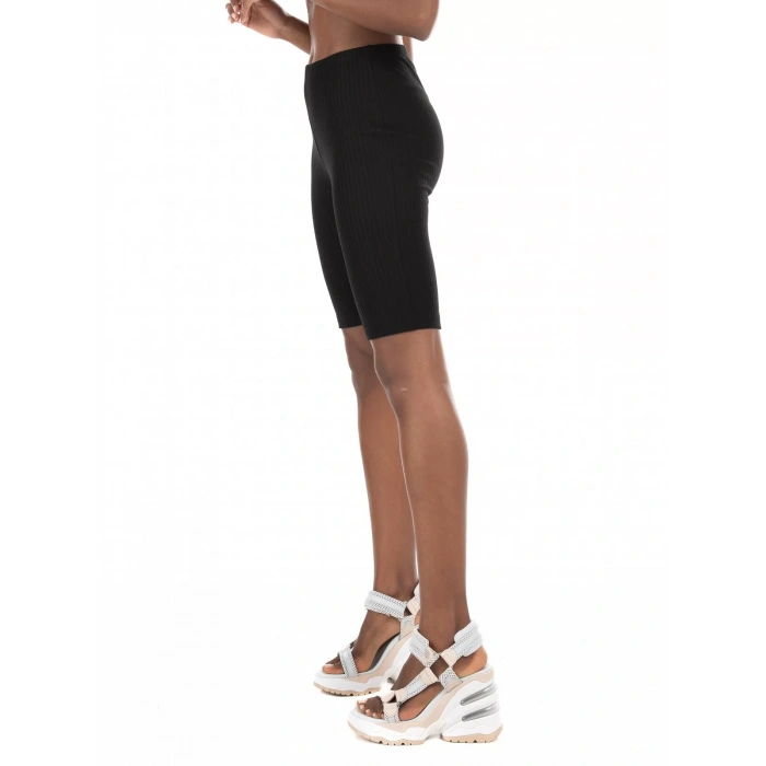 Only 15233226 Fitilli Kumas Bayan Sort Tayt - Siyah