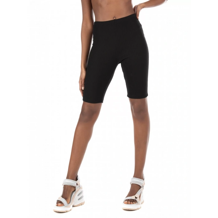 Only 15233226 Fitilli Kumas Bayan Sort Tayt - Siyah