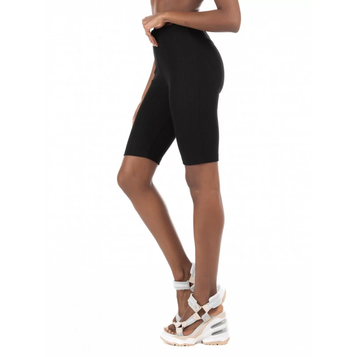 Only 15233226 Fitilli Kumas Bayan Sort Tayt - Siyah