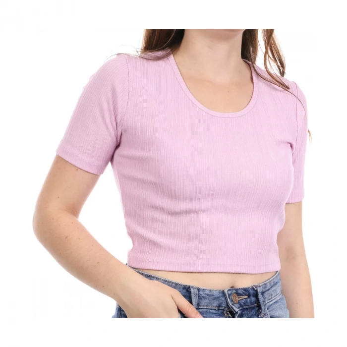 Only 15277721 Genis Yaka Fitilli Kumas Bayan Body - Lila