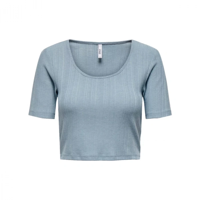 Only 15277721 Genis Yaka Fitilli Kumas Bayan Body - Mavi